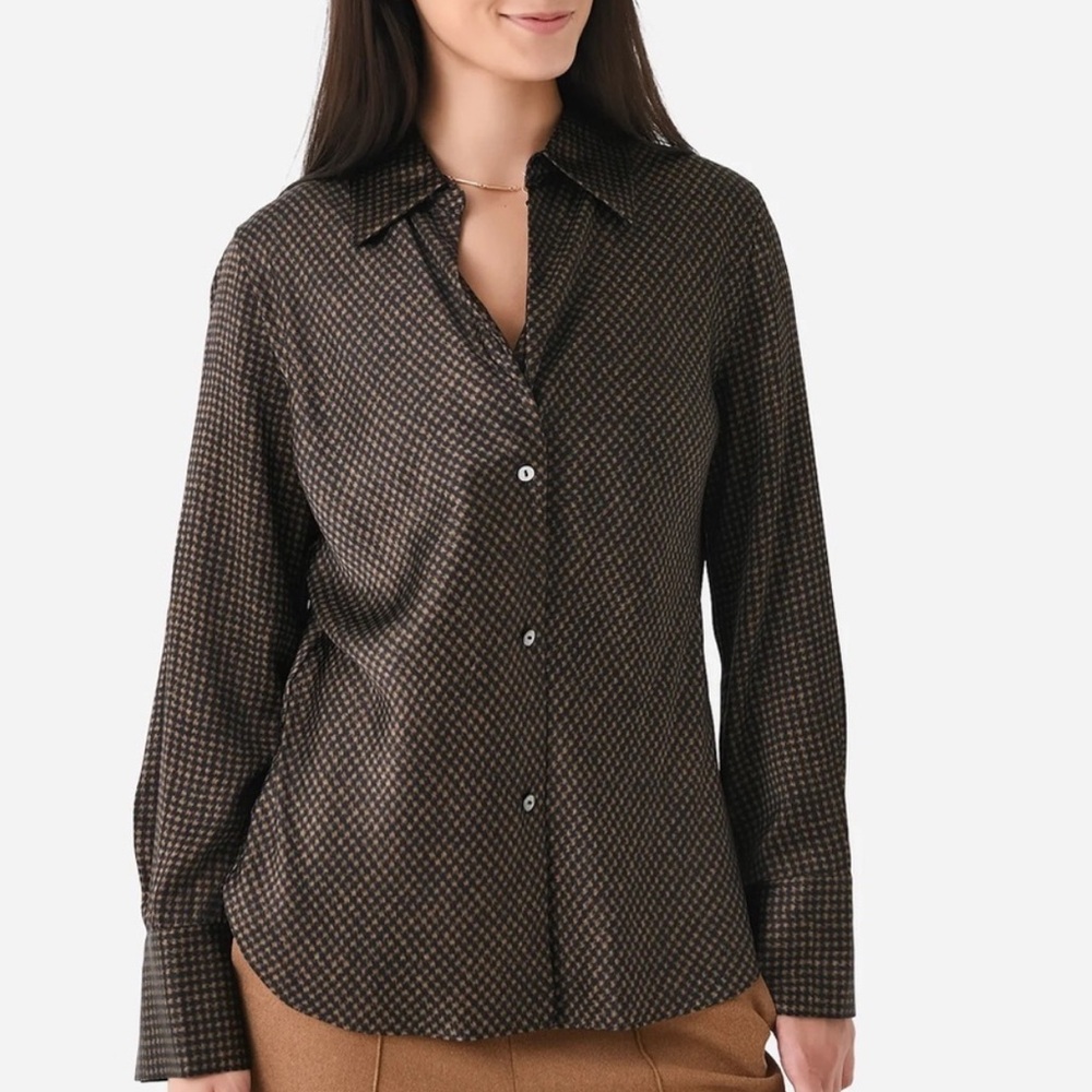 Vince Houndstooth 100% Silk Shirt